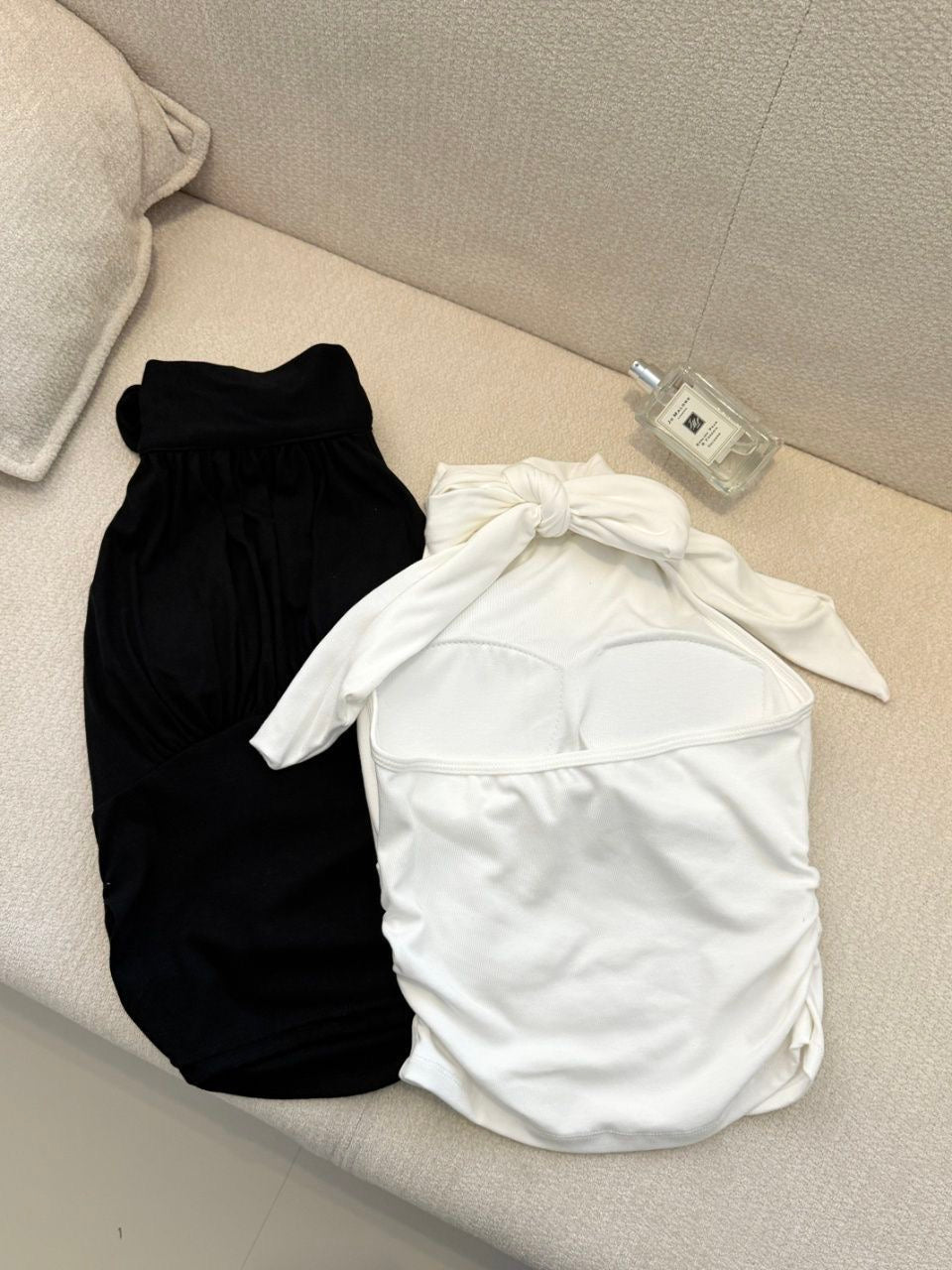Halter Neck Bareback Top (Khaki, Black)