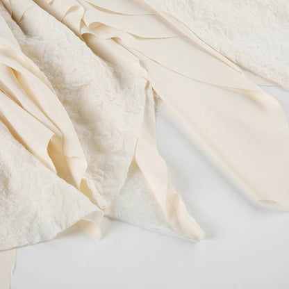 Creamy Unequal Mix Lace Long Skirt