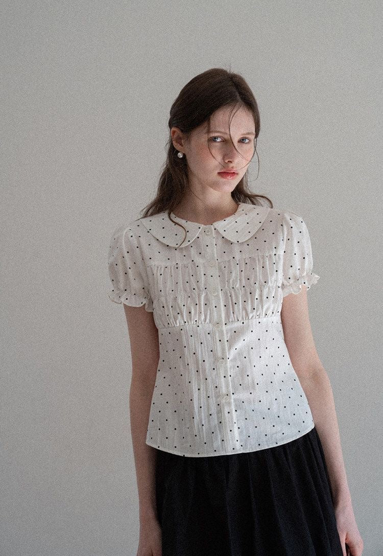 Cute Collar Mini Dot Top (S, M)