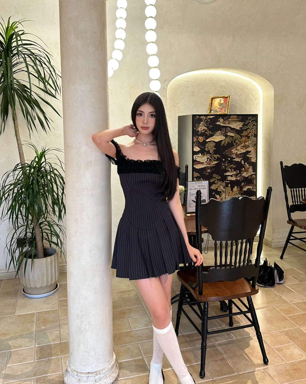 Limited Navy Stripe Off Shoulder Dress