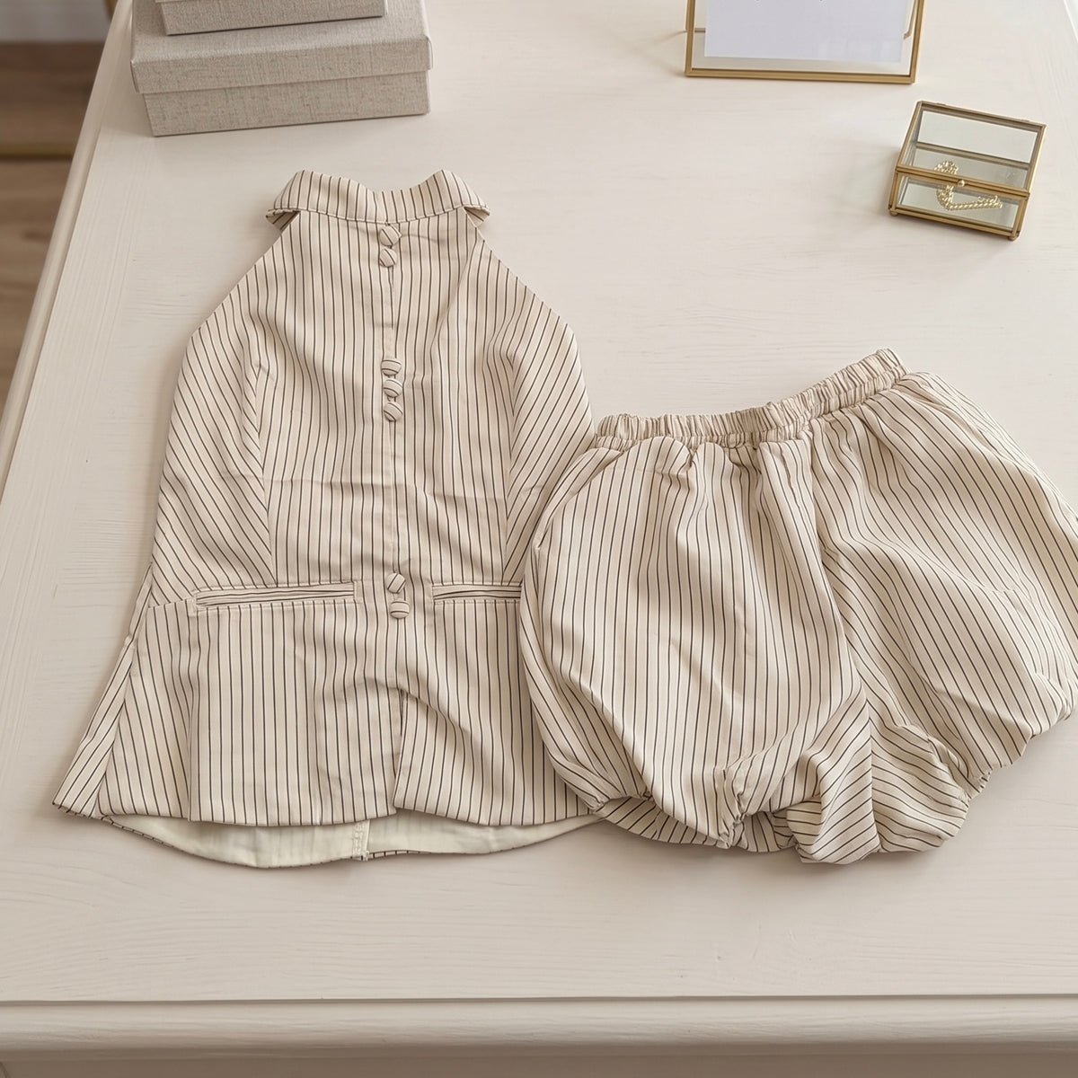 Stripe Top + Shorts Two Piece Set