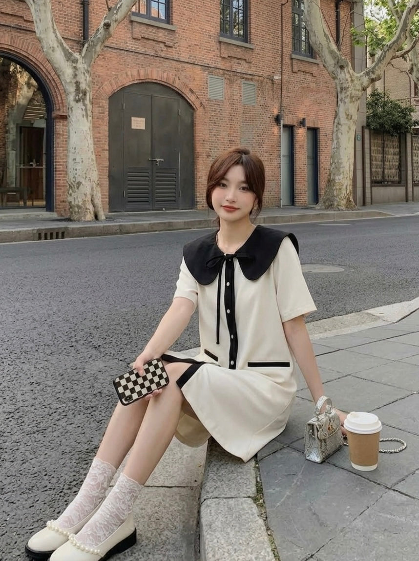 Dolly Collar Short Sleeve Dress