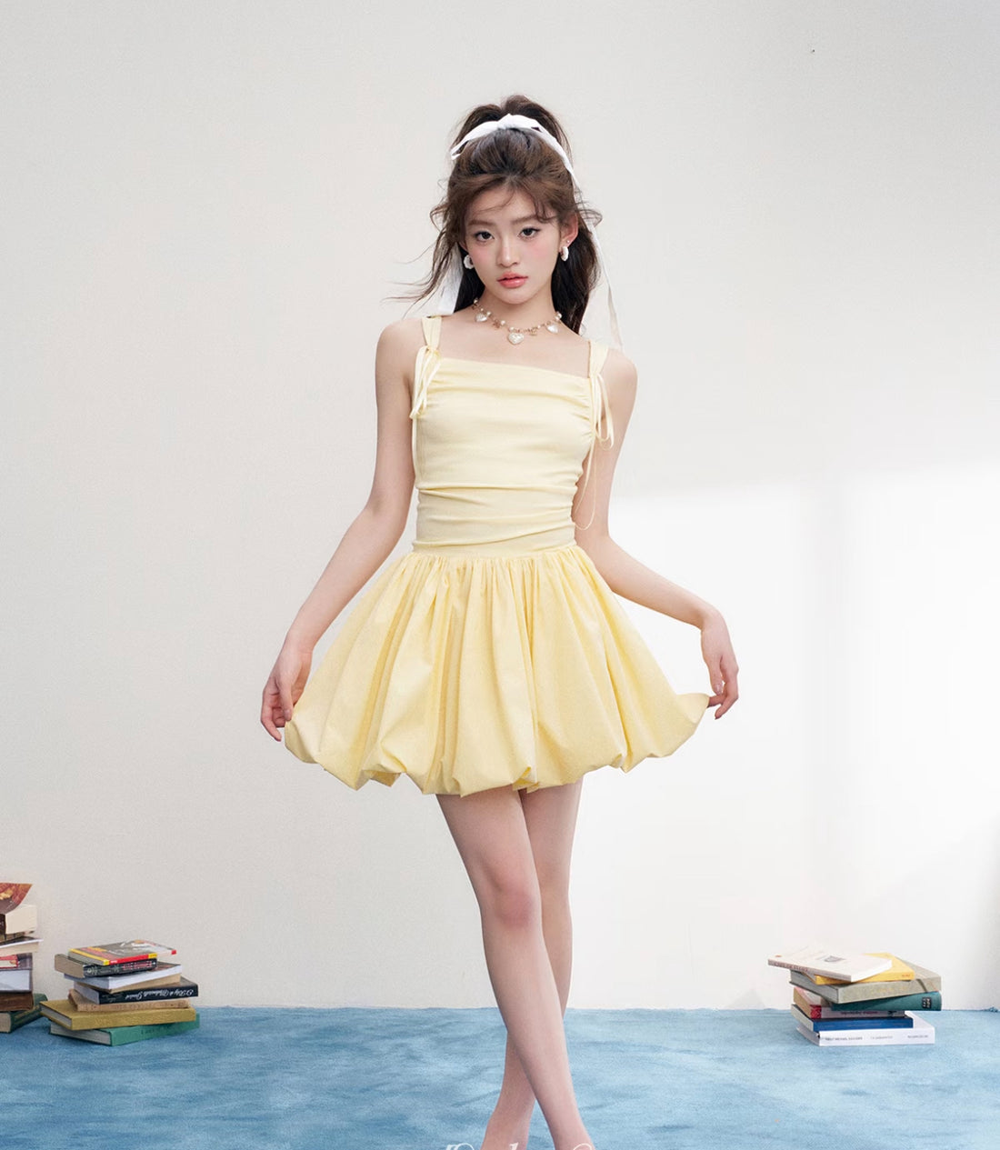 Yellow Enan Lantern Mini Dress