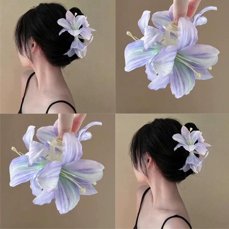 Summer Purple Floral Big Hair Clip