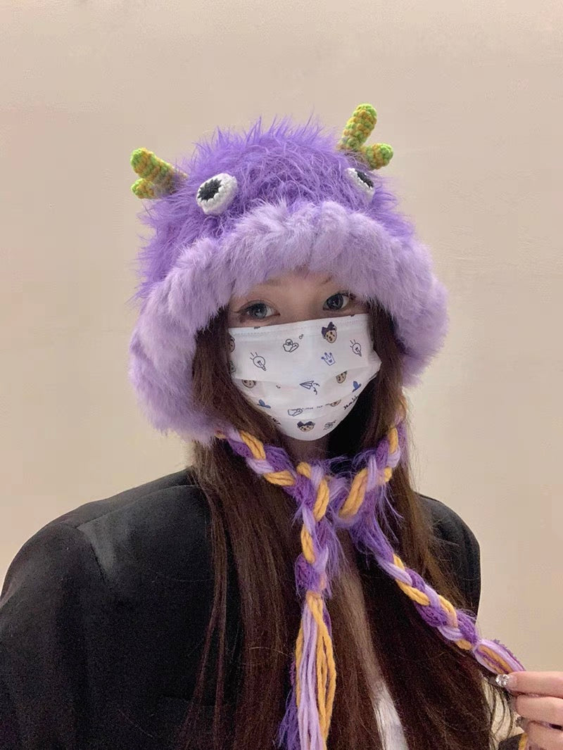 Furry Cute Monster Hat (3 Colours)