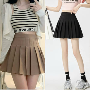 Basic High Waist Pleated Skirt