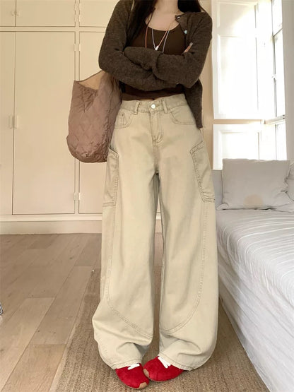 Beige Denim Long Pants (S)