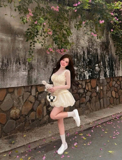 Beige Top + Skort Two Piece Set (S)