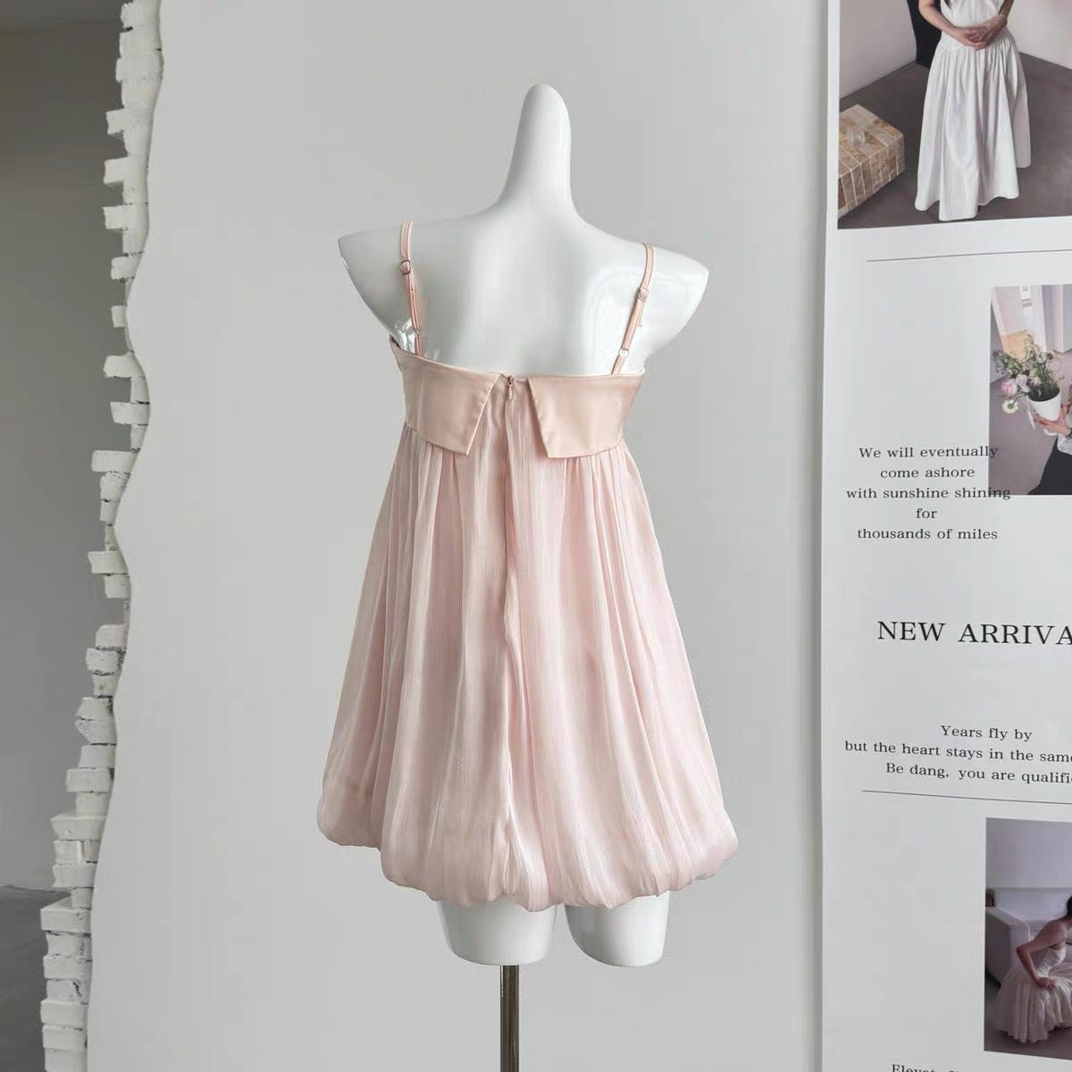 Baby Pink Tube Strap Mesh Dress
