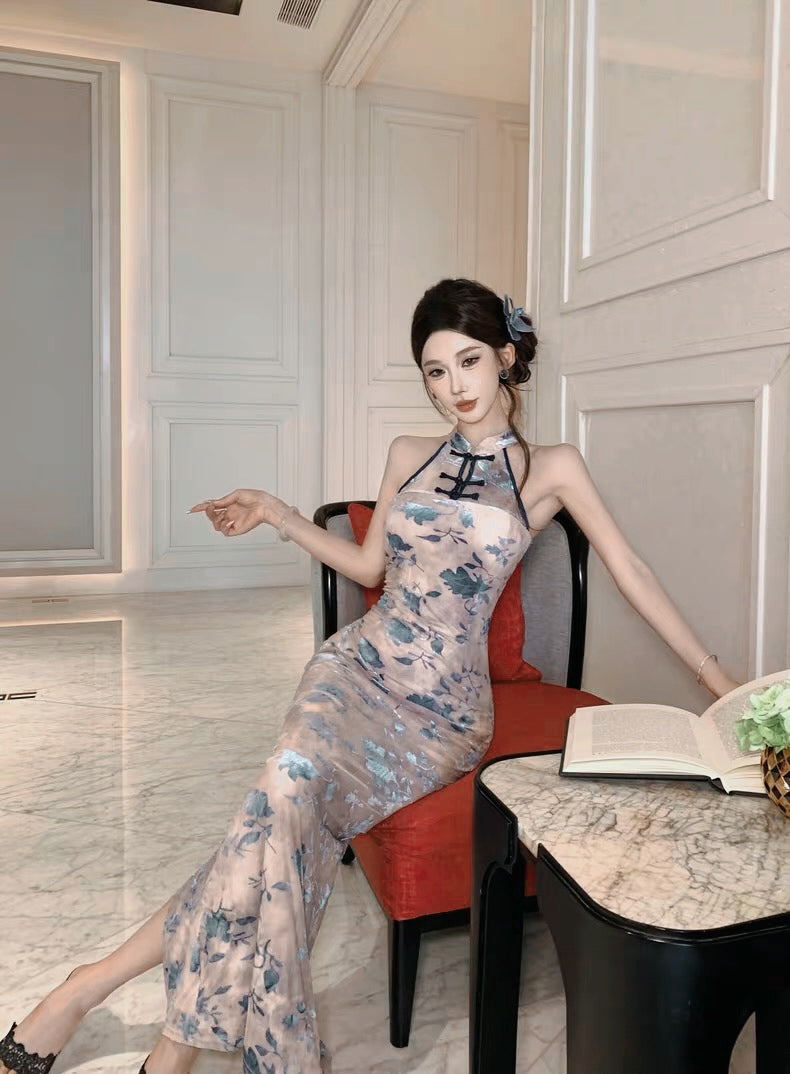 Blue Cheongsam CD034 Long Dress (S, M, L)