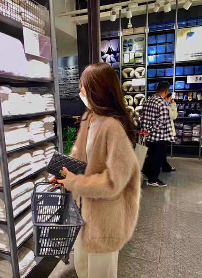 Brown/ Purple/ White Fuzzy Cardigan