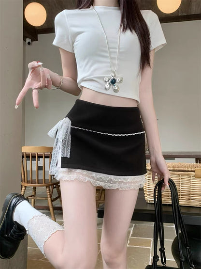 Mix Laces Middle Waist Mini Skirt SK39