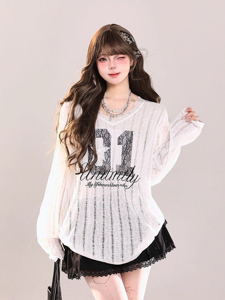 No01 Thin Knitted Long Sleeve Ball Top