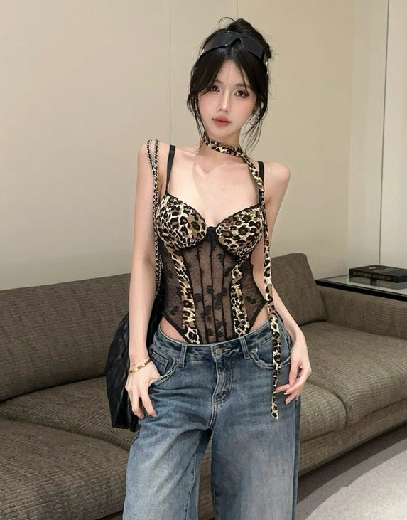 Leopard Lace Inner Suit With Padding