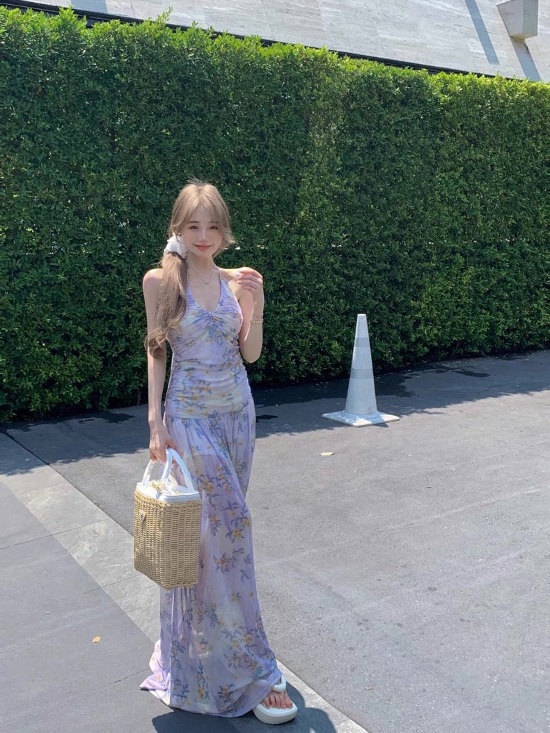 Floral Purple Mesh Dress
