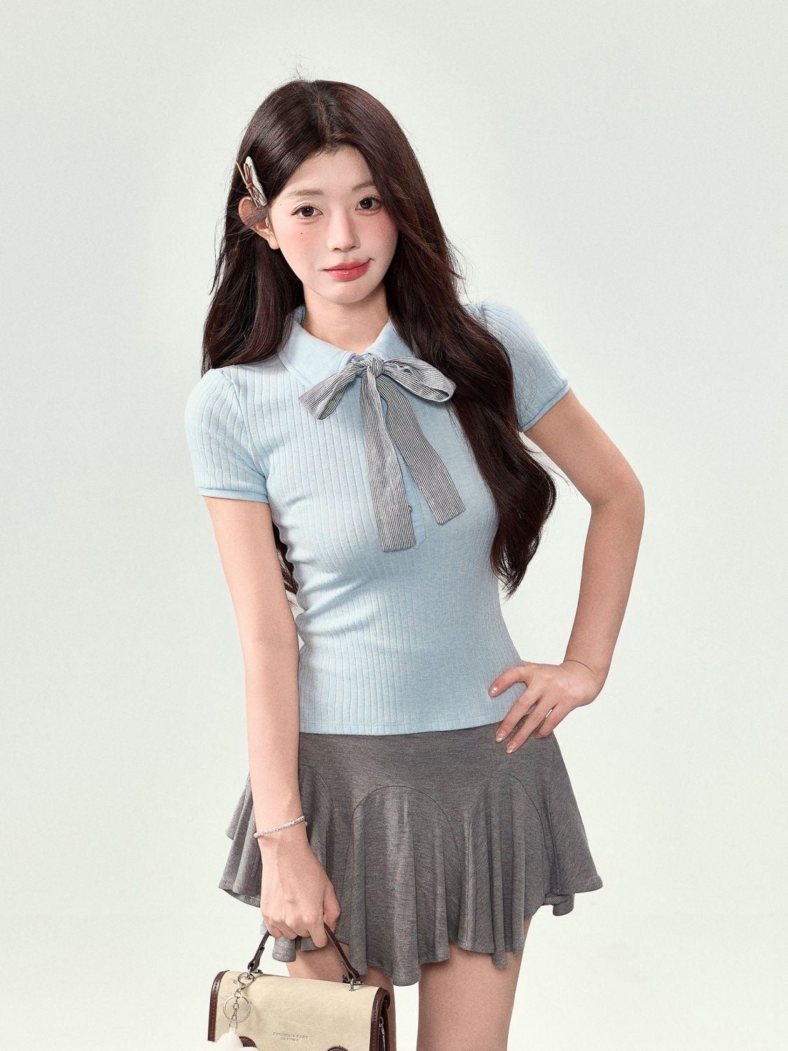 Uni Short Sleeve Top With Ribbon