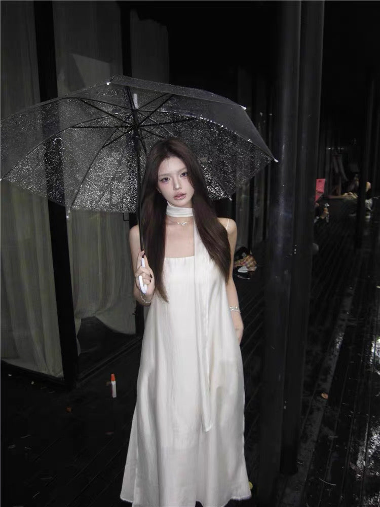 Alyn Strap Dress With Strap (Black, White)