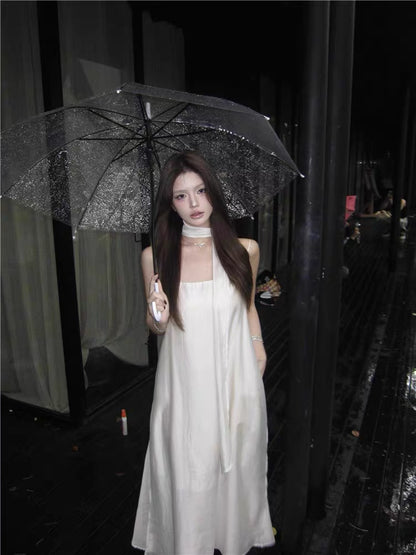 Alyn Strap Dress With Strap (Black, White)