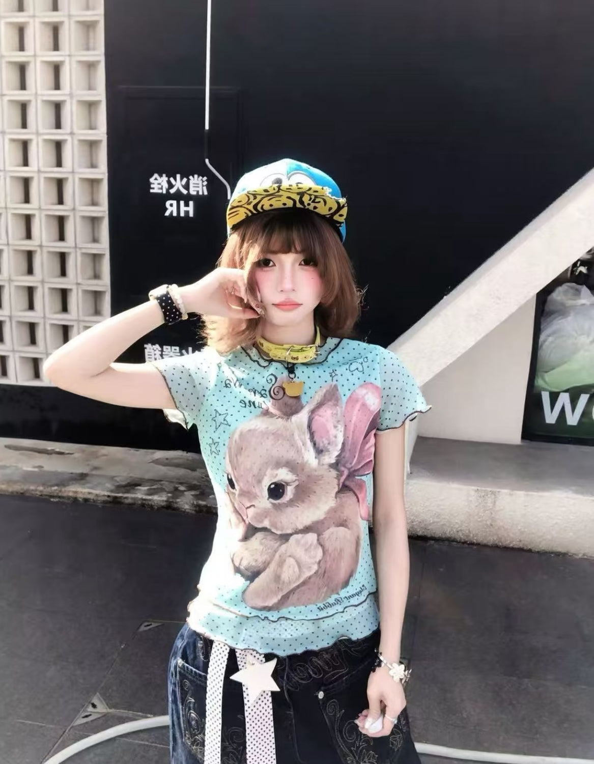 Bunny Mini Dots Mesh Top (Yellow, Mint, White)