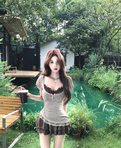 Top + Black Dress Set