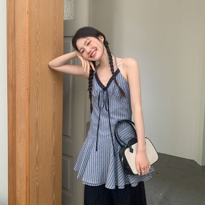 Navy Stripe Strap Mini Dress