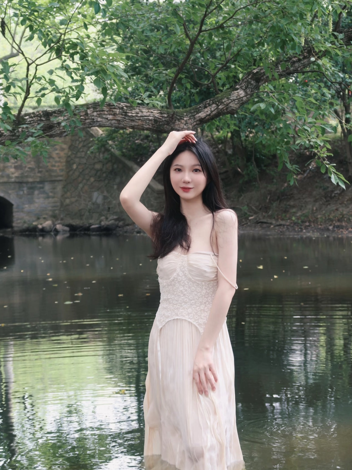 Nude Mix Flo Strap Long Dress