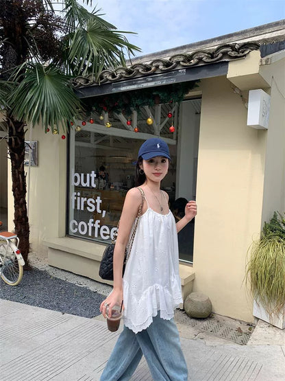 White Strap Dolly Top