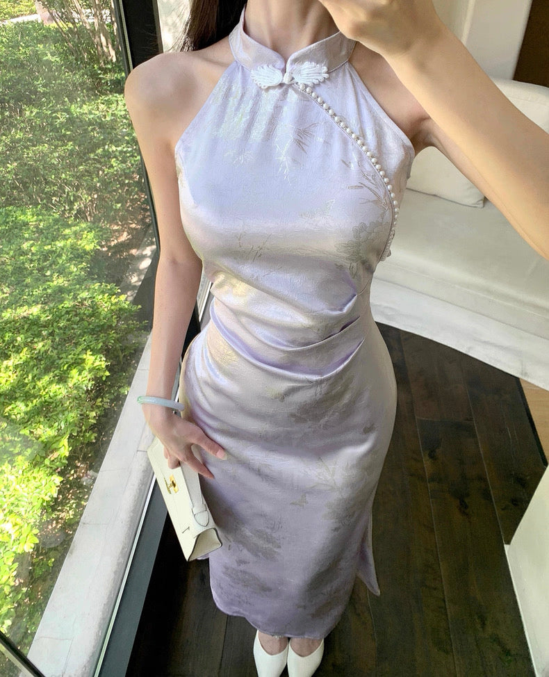 Purple Cheongsam CD037 Long Dress (S)