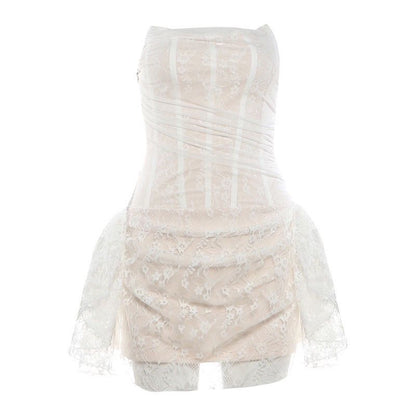 Beige Laces Mini Dress (S)