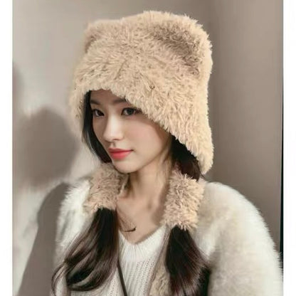 Furry Teddy Hat (White)