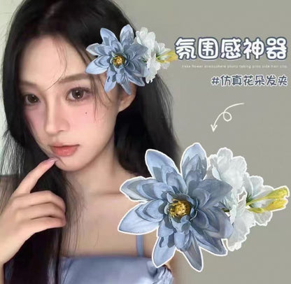 Summer FP01 Blue Floral Hair Pin Set