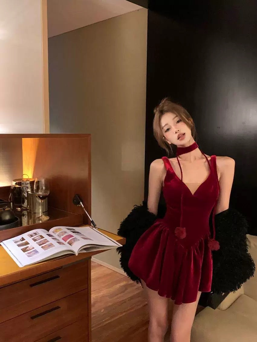 Christmas Wine Red Dress C008