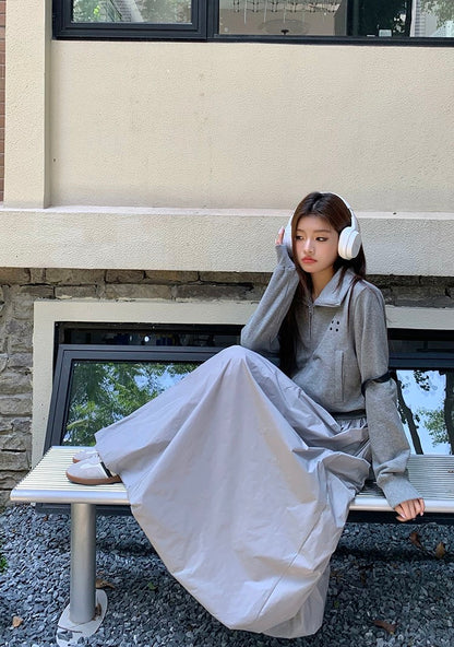 Grey Lantern Long Skirt