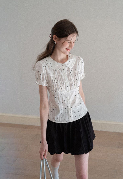 Cute Collar Mini Dot Top (S, M)