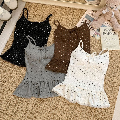 Polka Dot Top With Collar Strap
