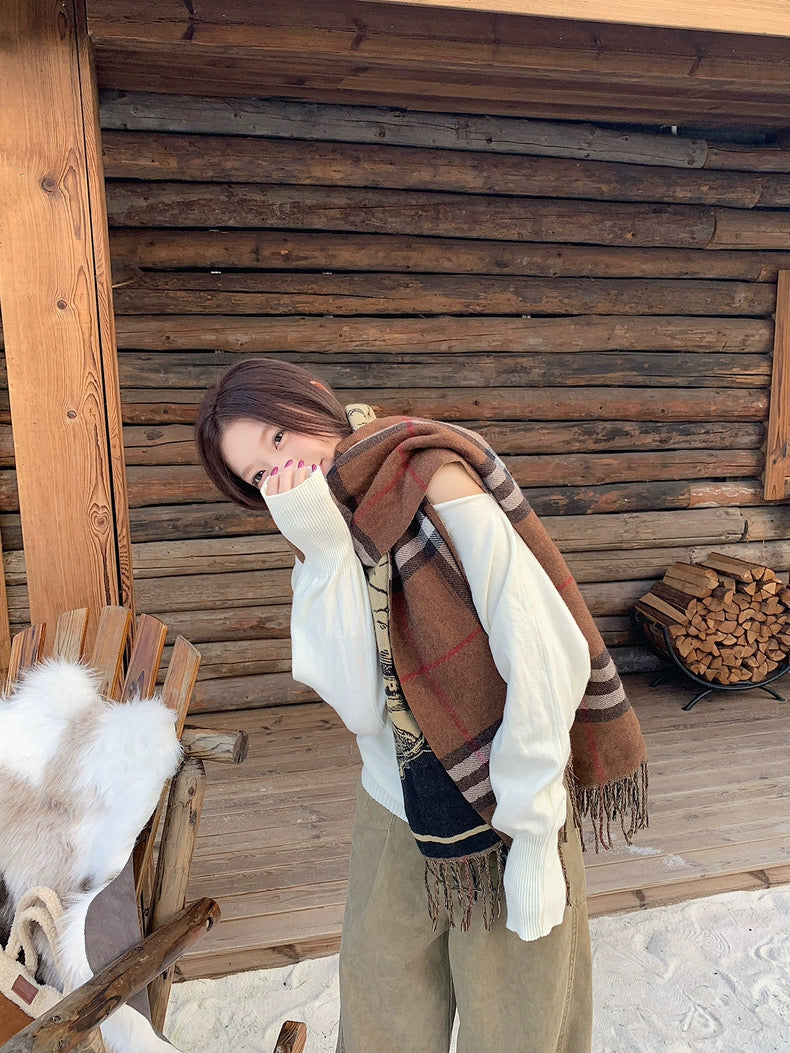 Off Side Shoulder Long Sleeve Knitted Top (Cream)