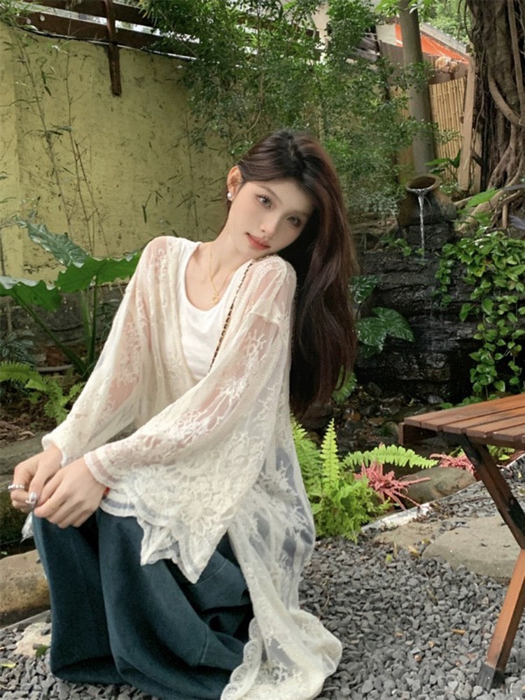 Embroidery Long Cardigan