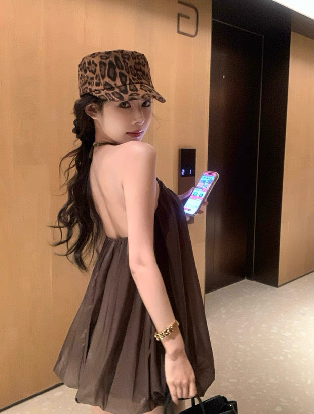 Chocolate Mesh Mini Dress