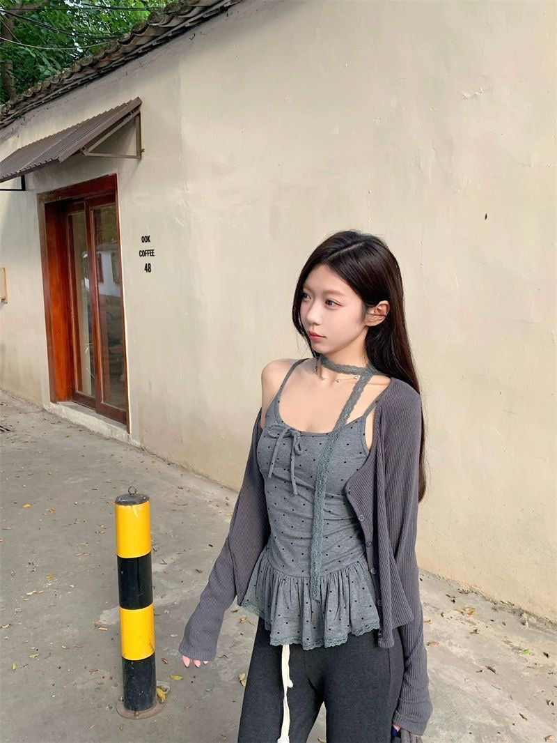 Polka Dot Top With Collar Strap