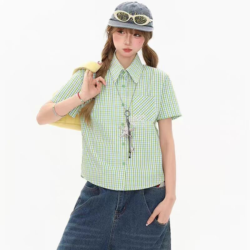 Green Plaid Top