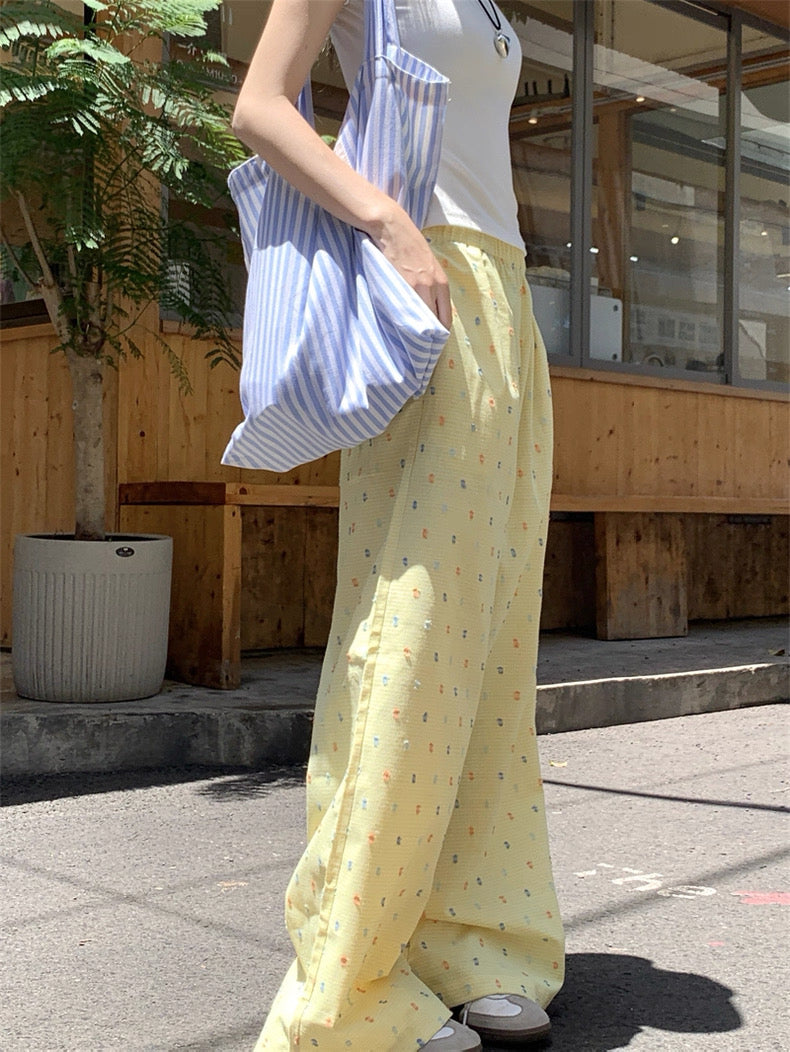 Yellow Colour Dots Long Pants