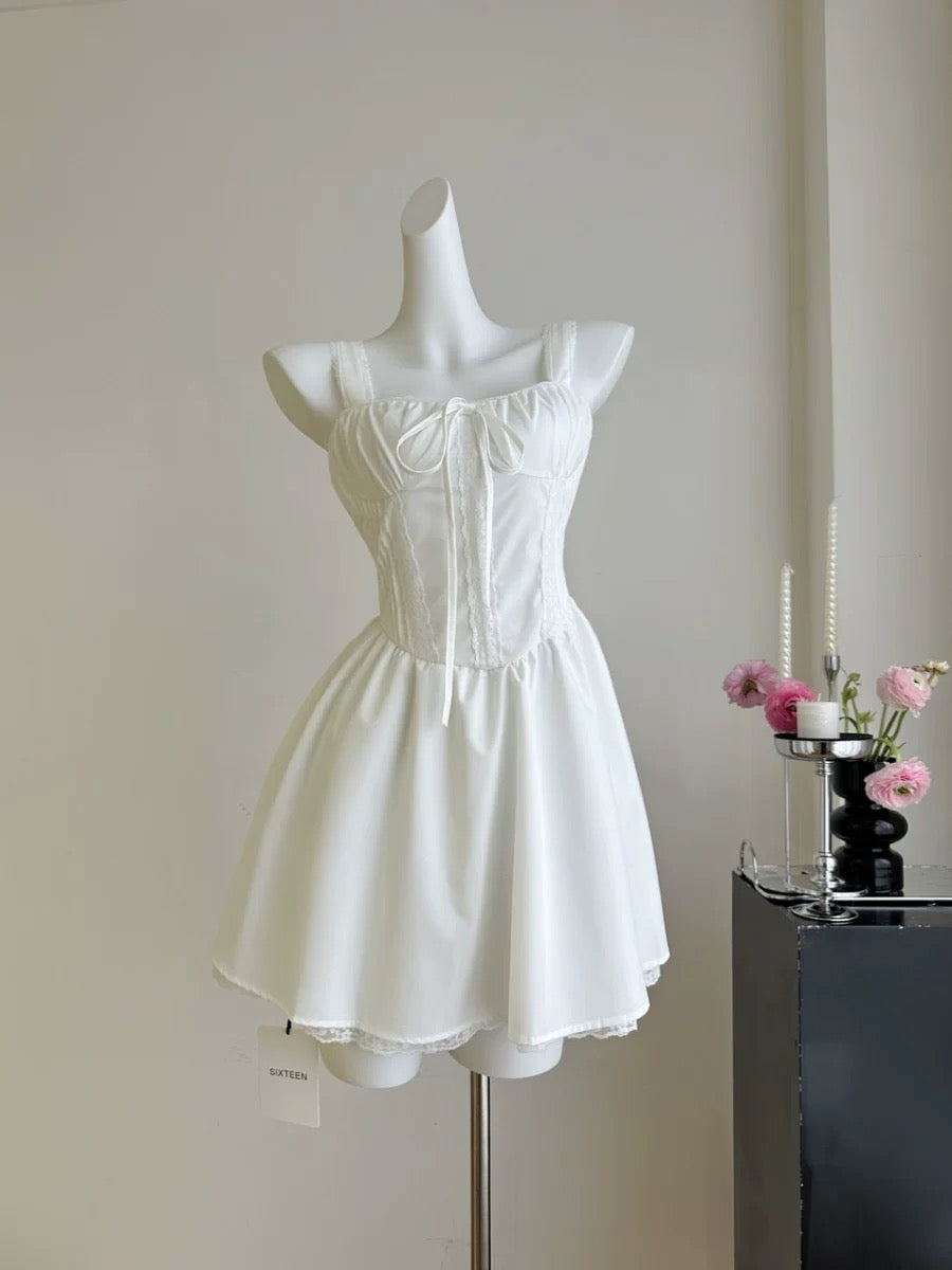 White Strap Mini Dress