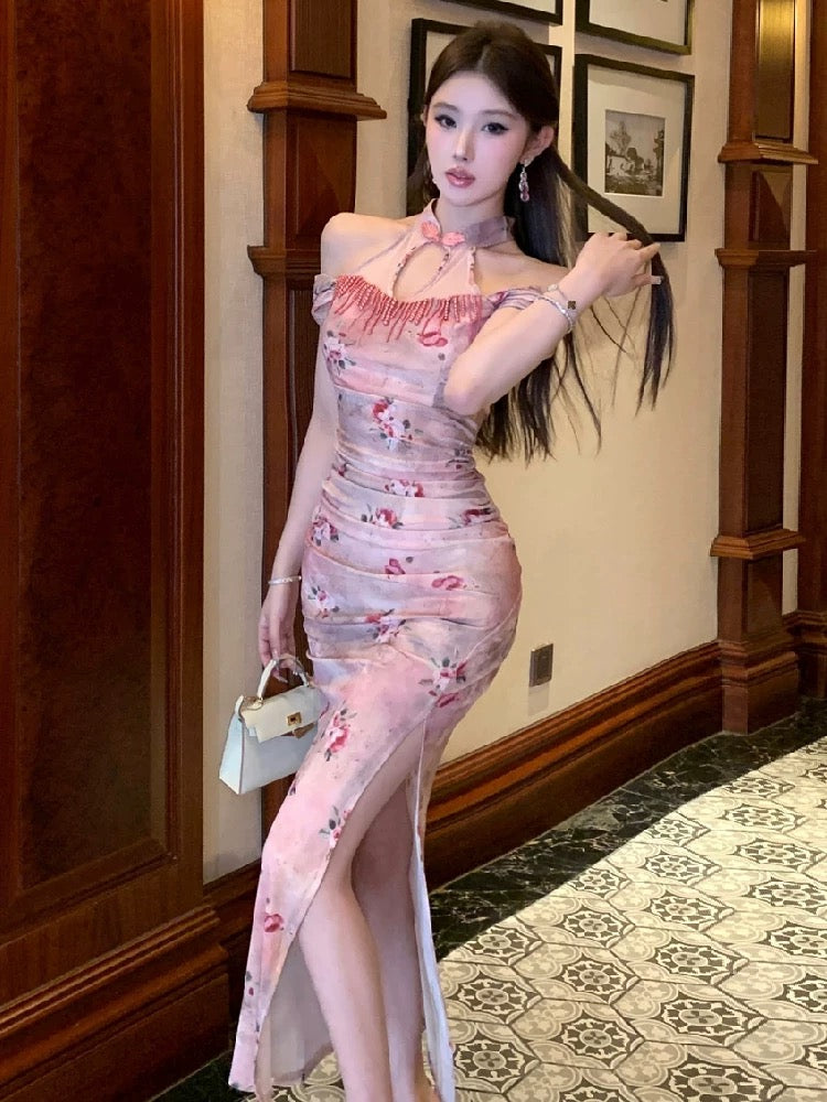 Pink Cheongsam CD044 Long Dress (S, M)