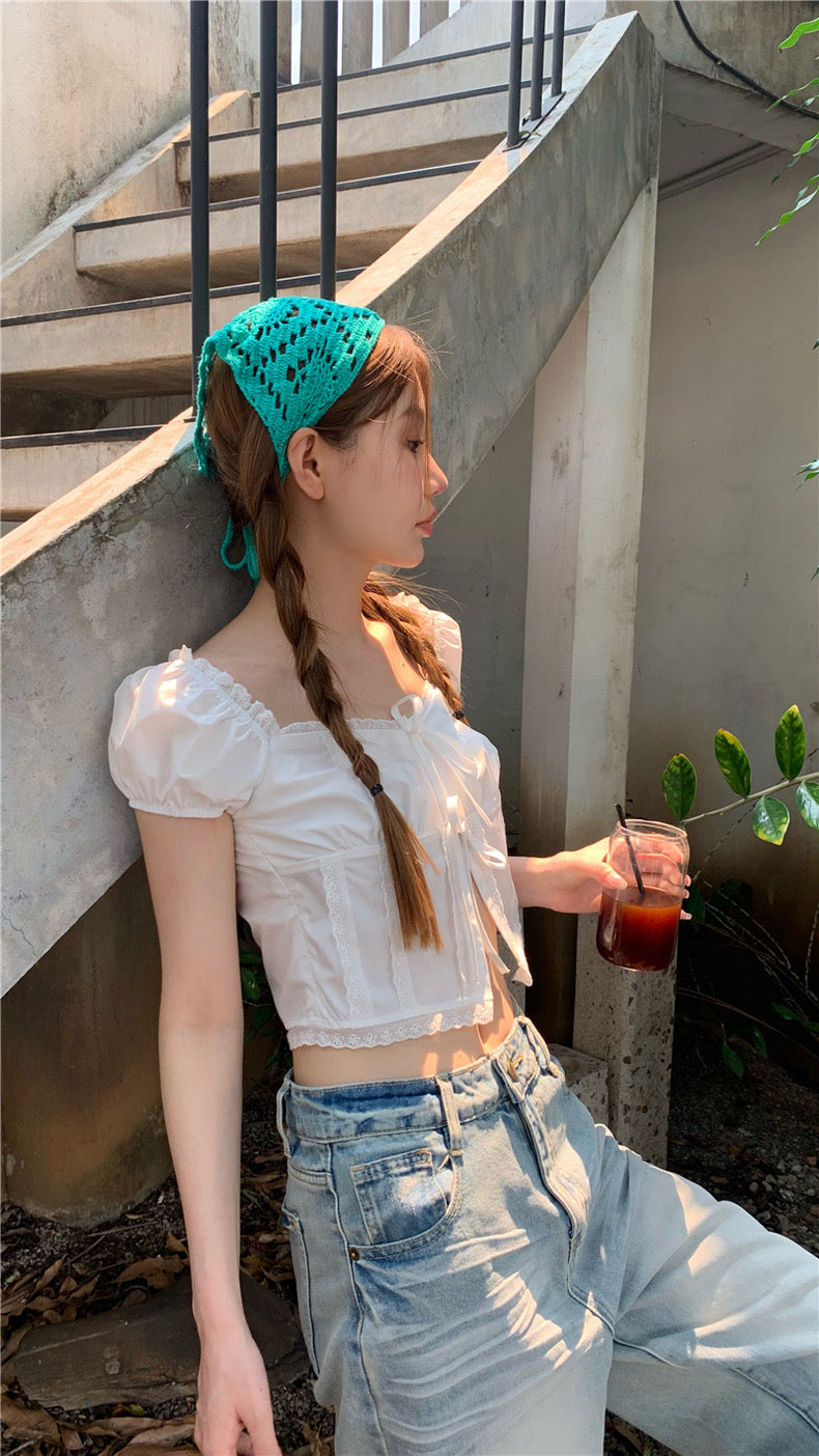 Knot Button White Top