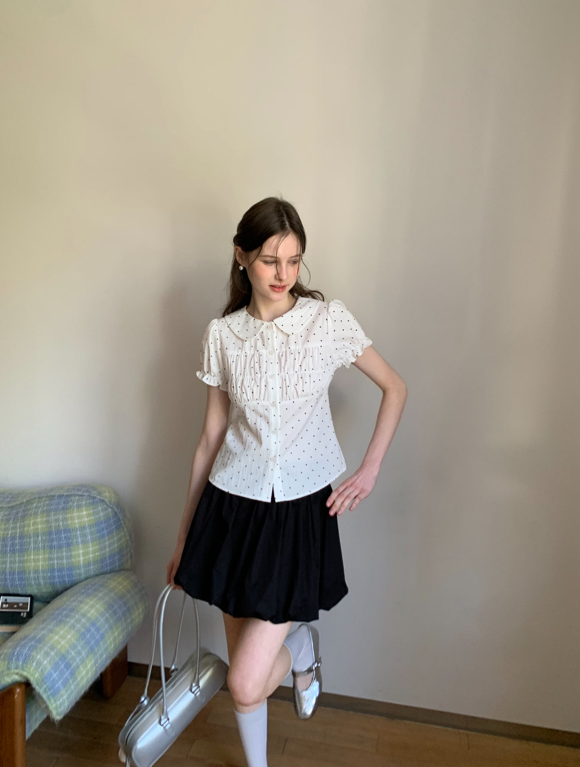 Cute Collar Mini Dot Top (S, M)