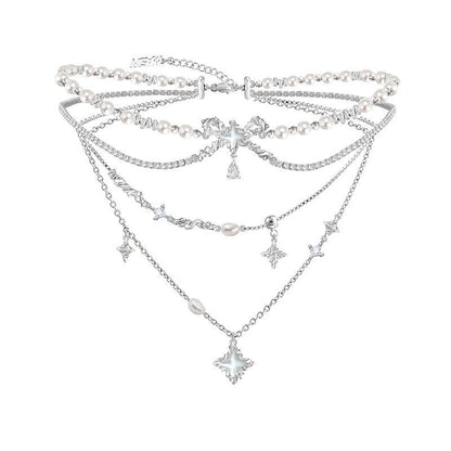 Ribbon Pearl Necklace Set NL09