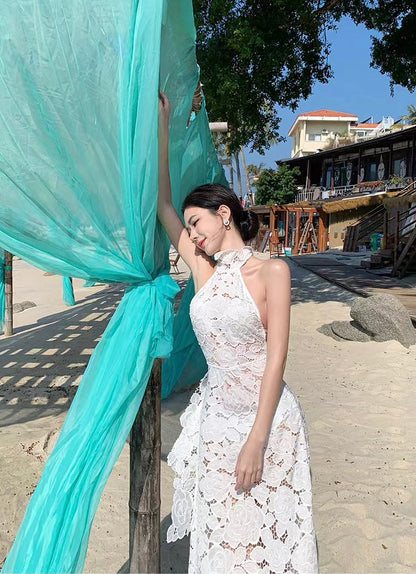 White Embroidery Maxi Long Dress