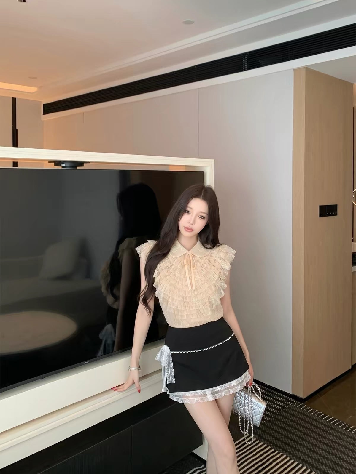 Mix Laces Middle Waist Mini Skirt SK39