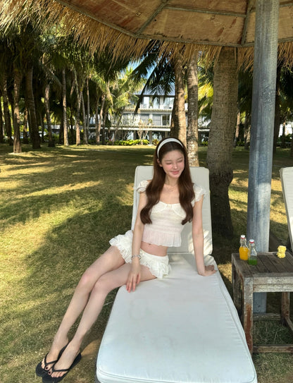 Beige Chiffon Bikini BK37 Two Piece Set (M)