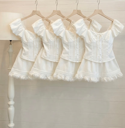 White Top + Skort Two Piece Set (S, M)